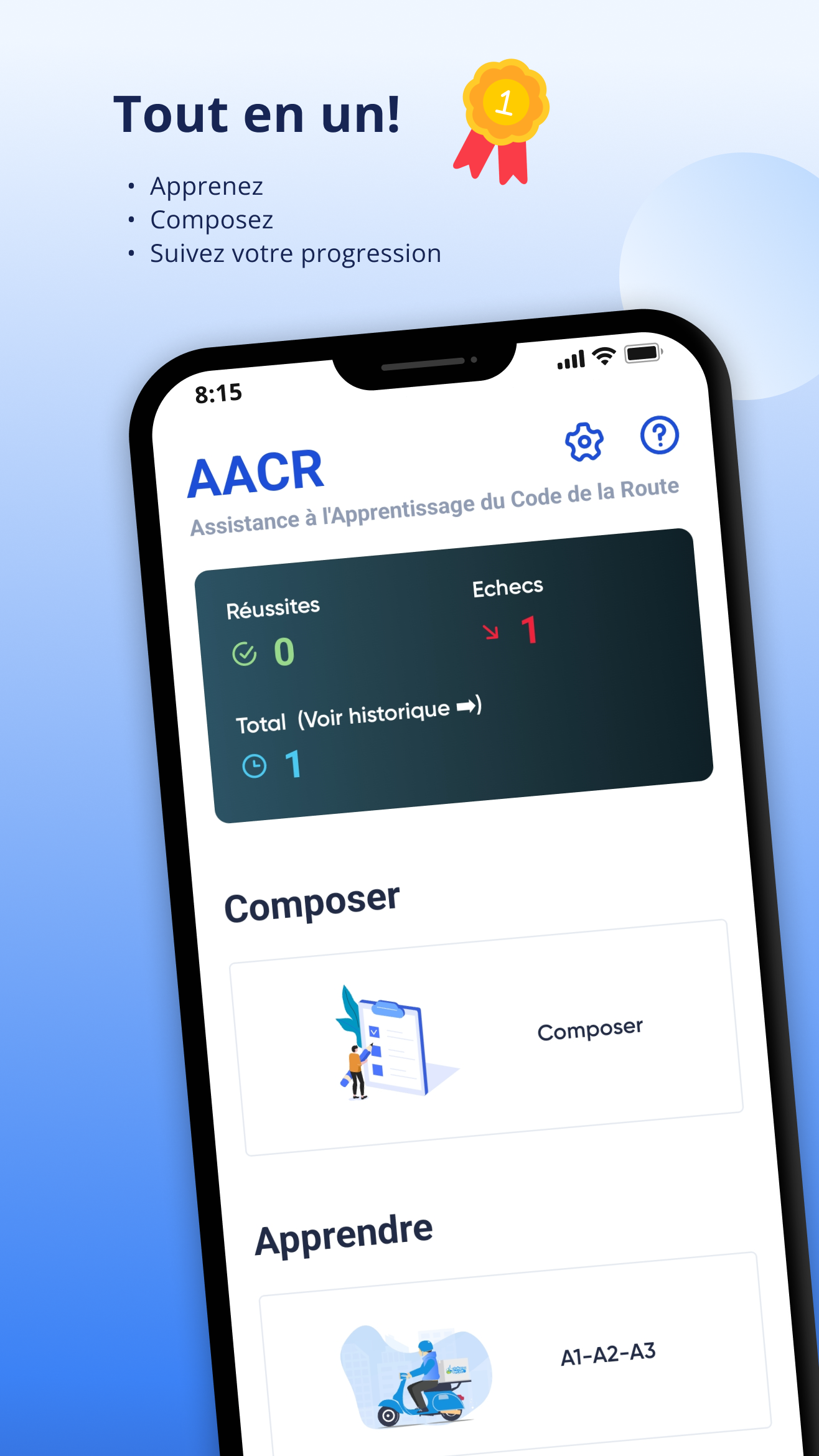 Aperçu de l'interface AACR - Application code de la route Bénin avec tests et cours